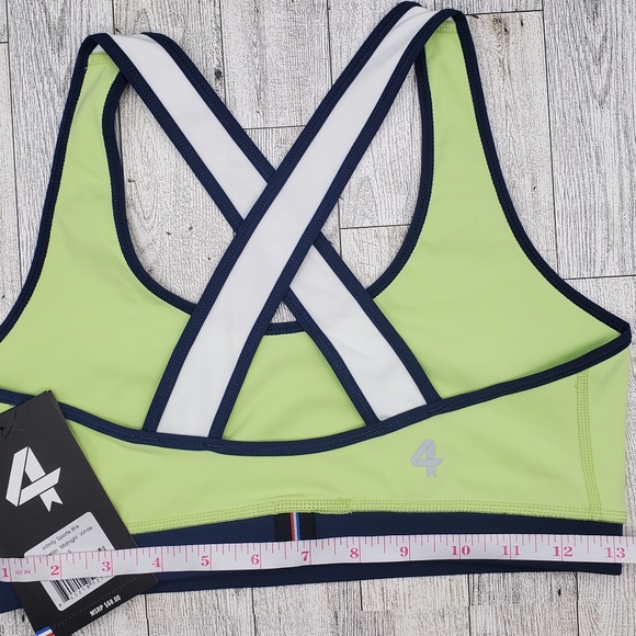 🆕 FOUR LAPS SMALL INFINITY SPORTS BRA TOMATILLO MIDNIGHT WHITE LIME GREEN - Picture 3 of 4